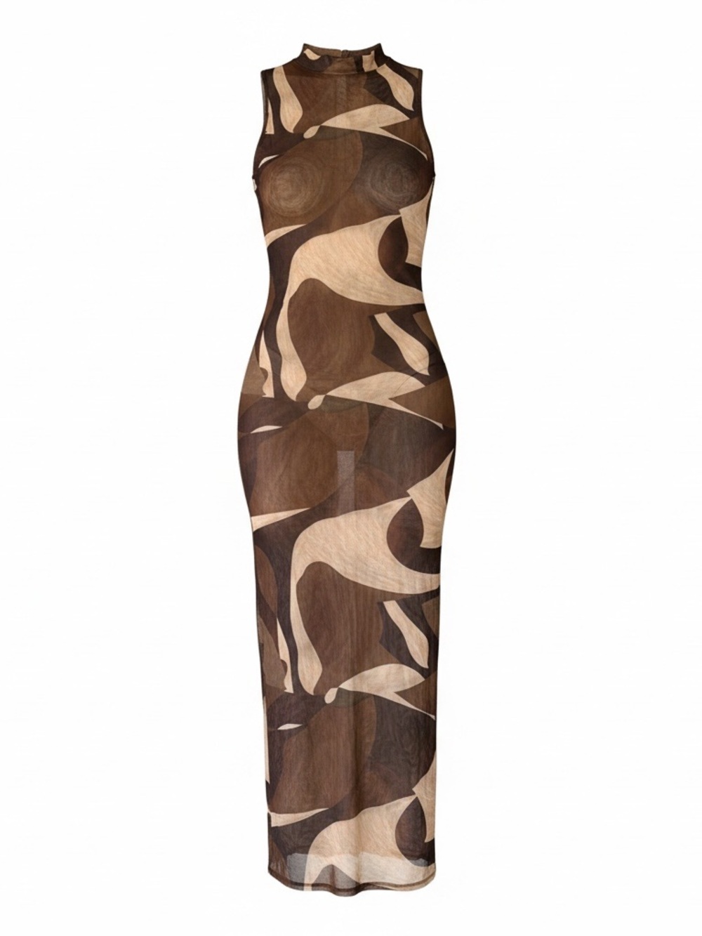 MATTE Collection Anastacio Sheer Maxi Cover Up Tiramisu Size L